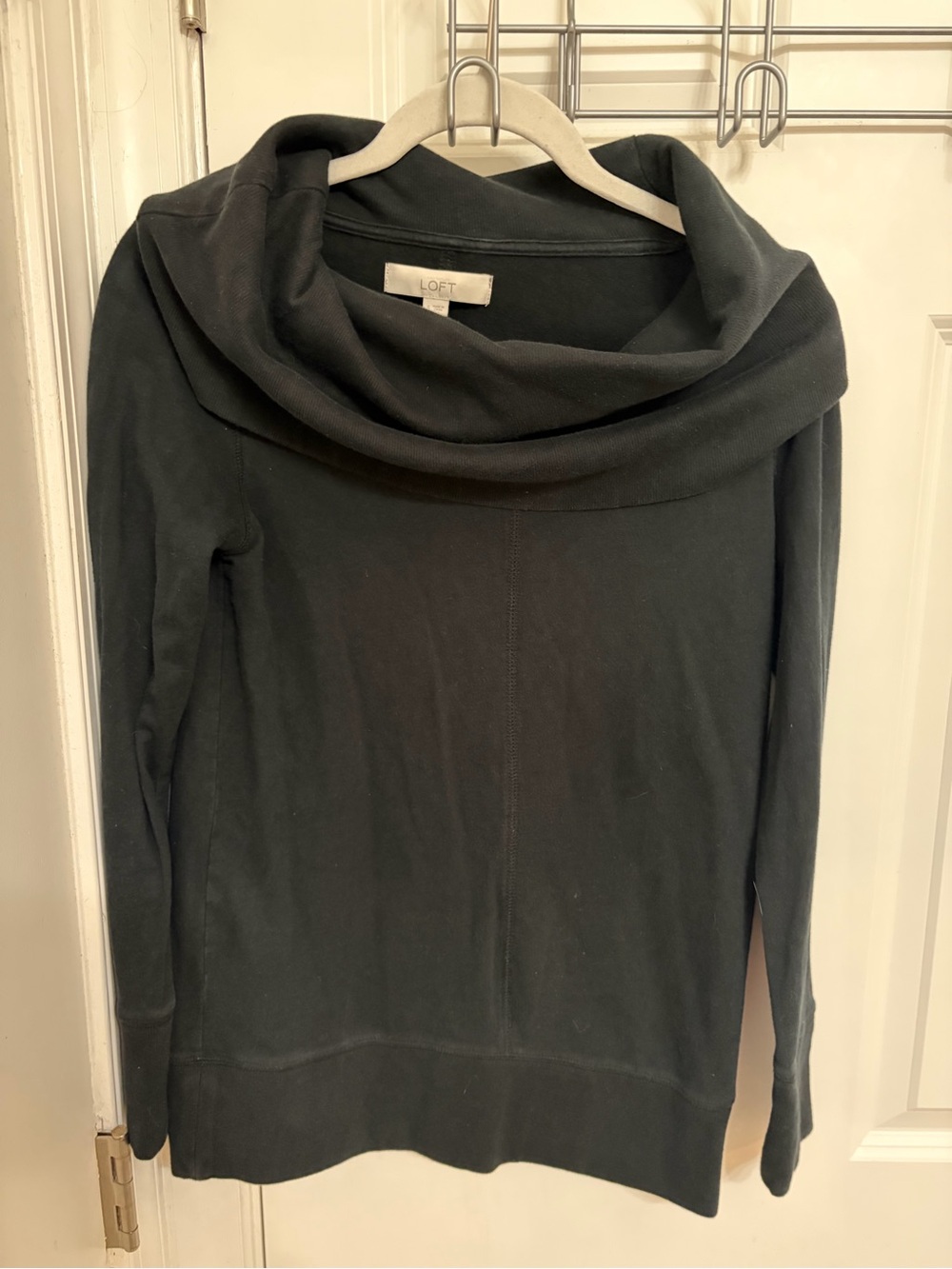 LOFT Black Draped Cowl Neck Sweater
